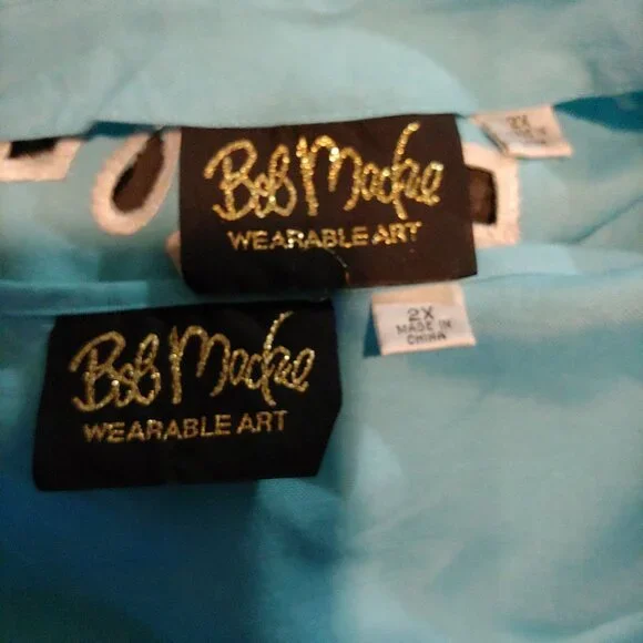 Bobb Mackie Robin Egg Blue 2 piece Tank/Button Shirt White Embroidery Eyelet 2X - Picture 11 of 13